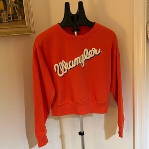 Wrangler Retro Dopamine Cowgirl Orange Cropped Sweatshirt Size M